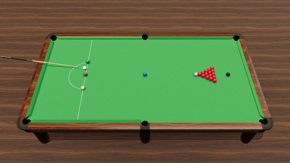 A racked Snooker table in Chalk Rivals